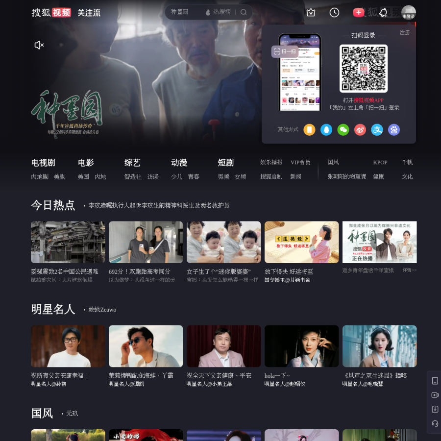 tv.sohu.com homepage screenshot