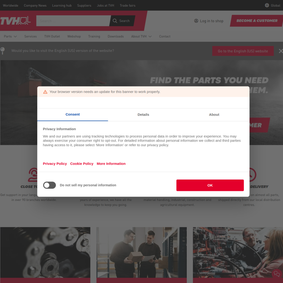 tvh.com homepage screenshot