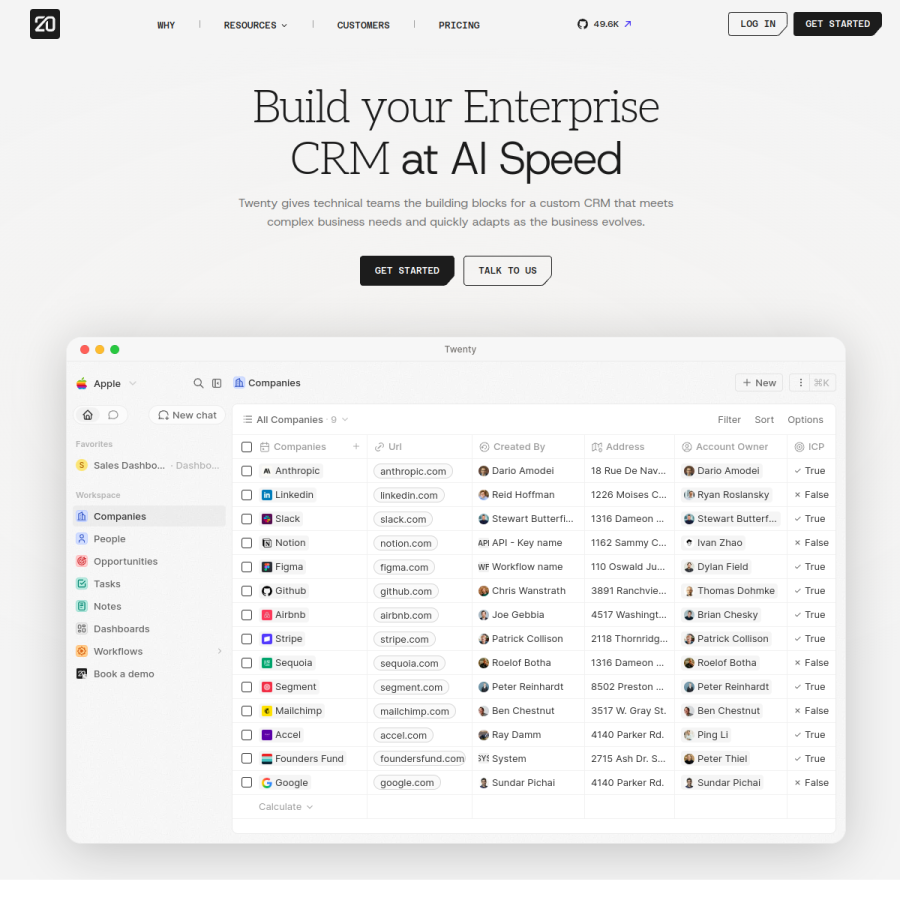 twenty.com homepage screenshot