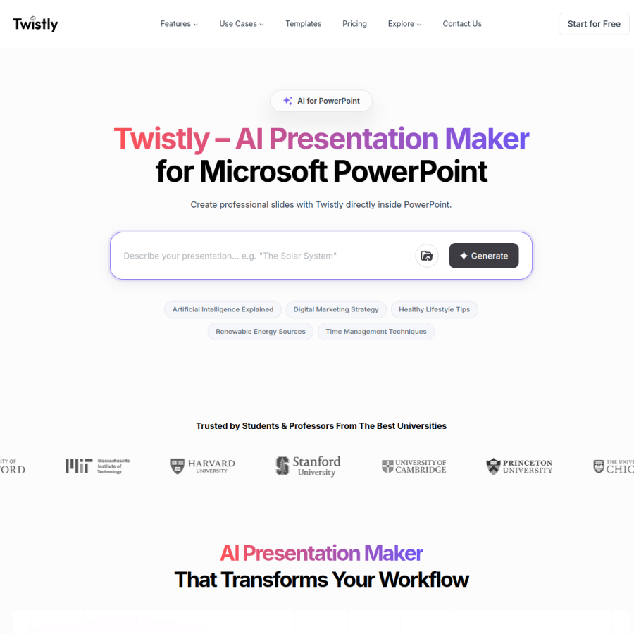 twistly.ai homepage screenshot