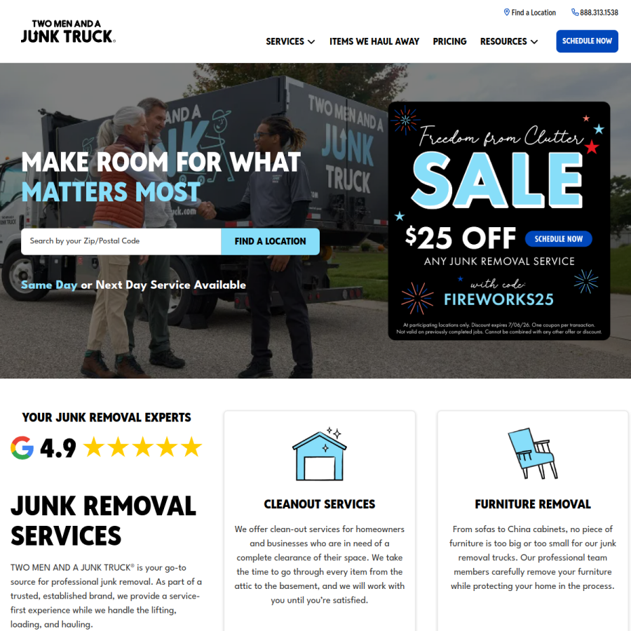 twomenandajunktruck.com homepage screenshot