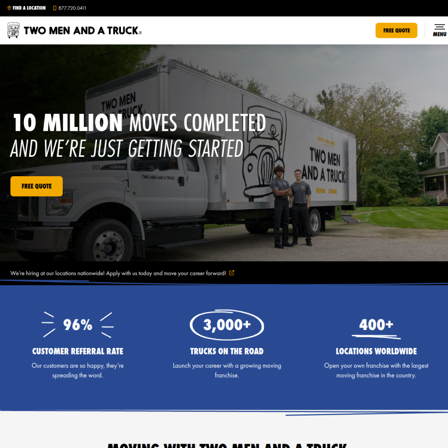 twomenandatruck.com homepage screenshot