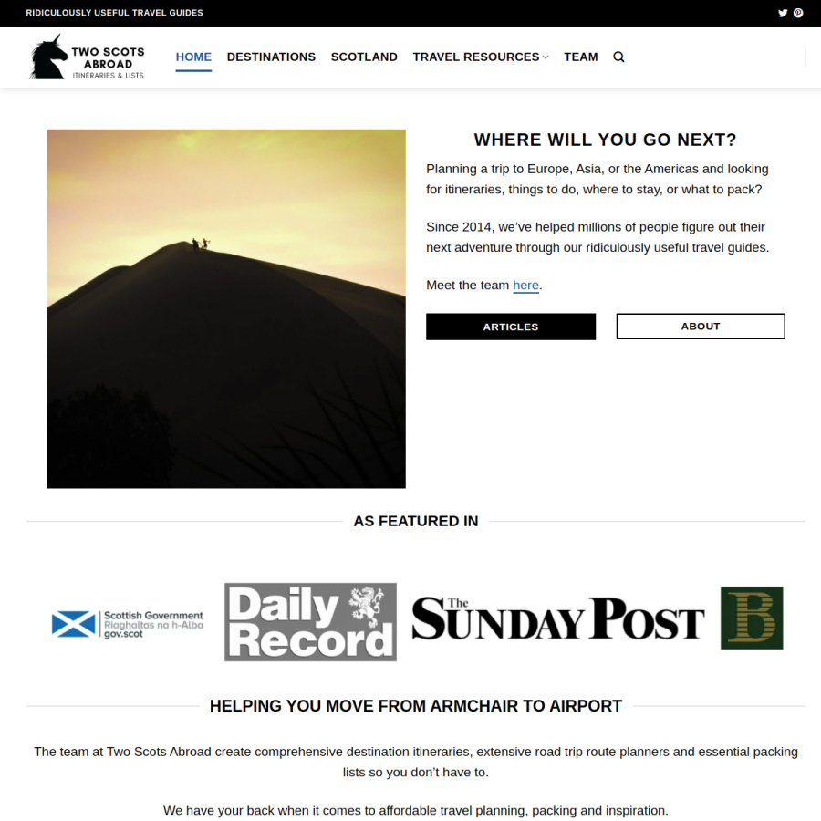 twoscotsabroad.com homepage screenshot