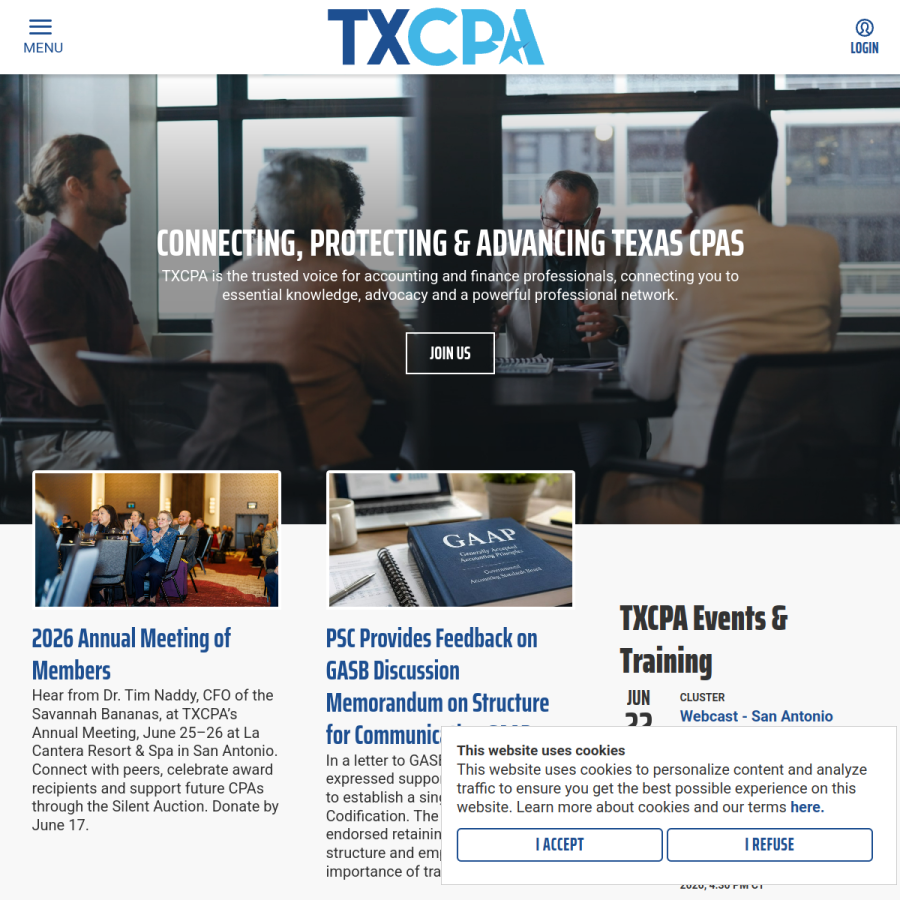 tx.cpa homepage screenshot