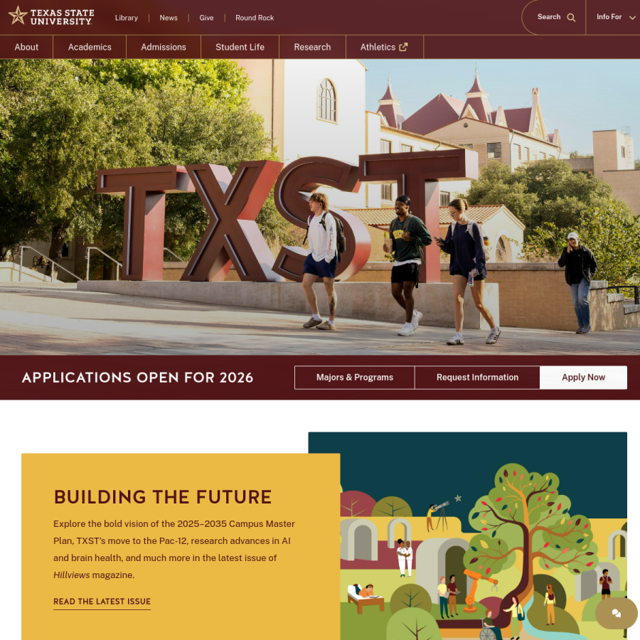txstate.edu homepage screenshot