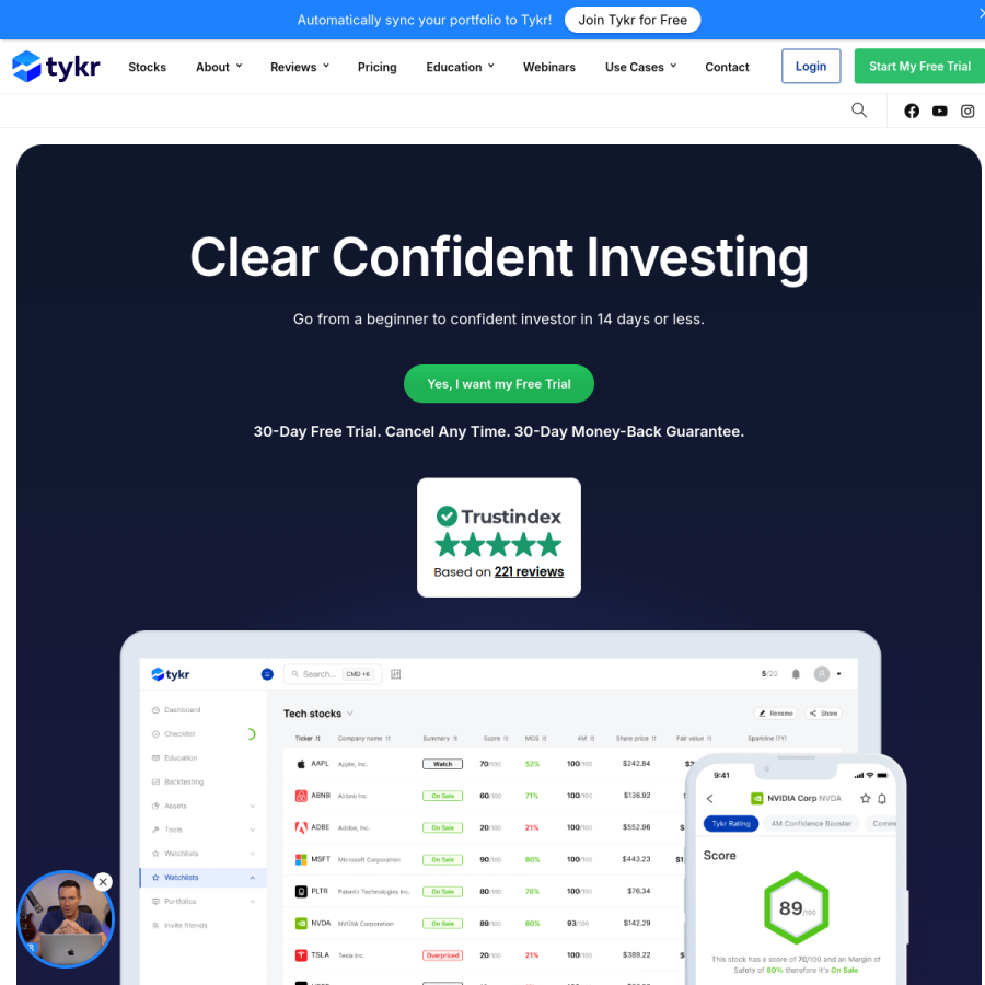 tykr.com homepage screenshot