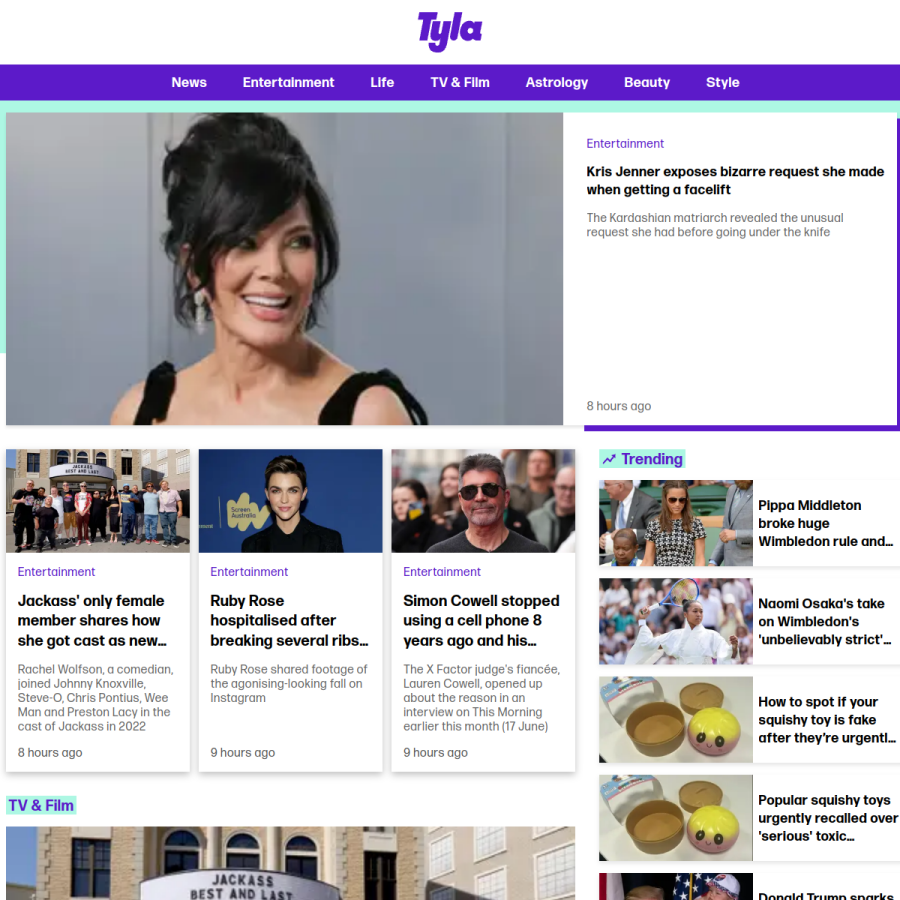 tyla.com homepage screenshot