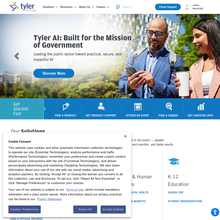 tylertech.com homepage screenshot