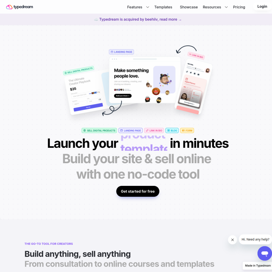 typedream.com homepage screenshot