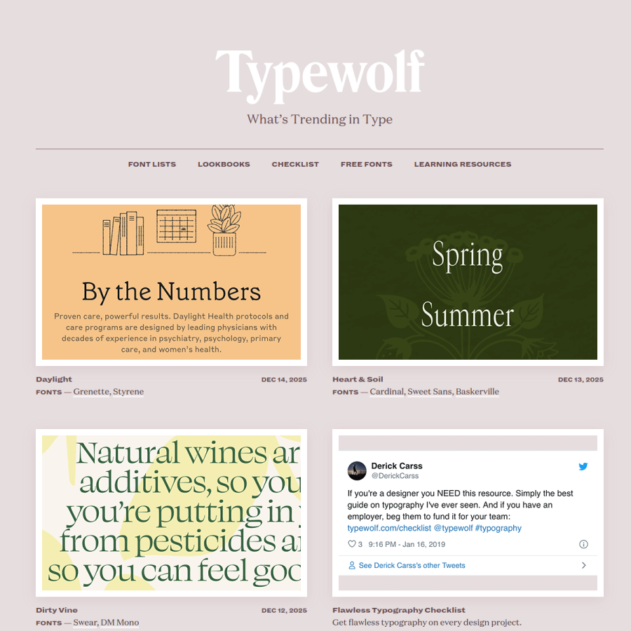 typewolf.com homepage screenshot