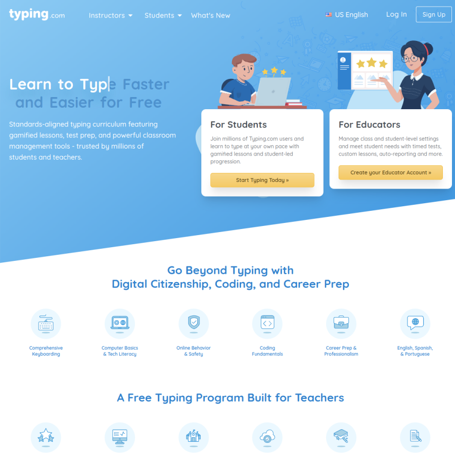 typing.com homepage screenshot