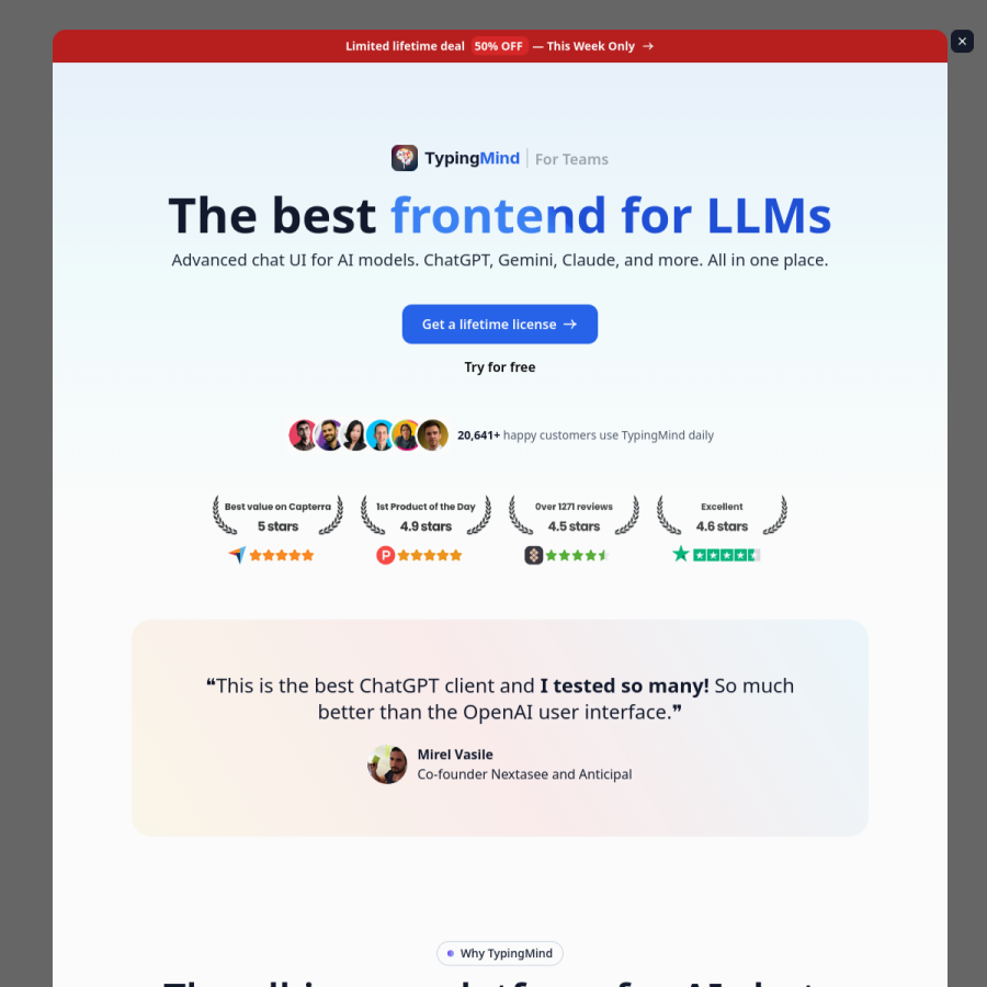 typingmind.com homepage screenshot
