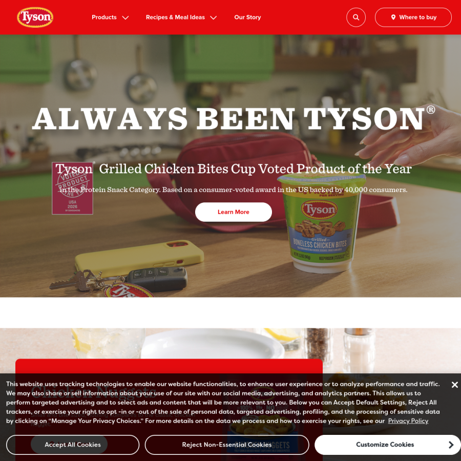 tyson.com homepage screenshot