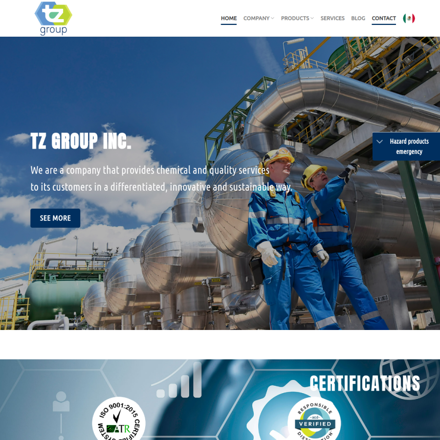 tzgroupusa.com homepage screenshot