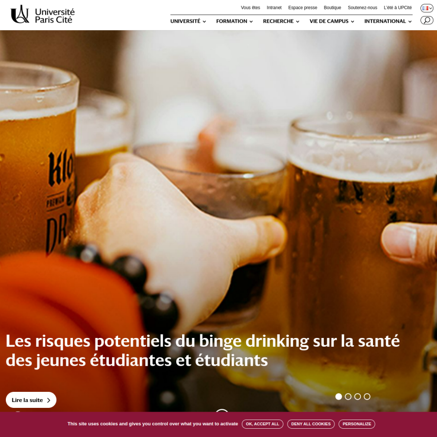 u-paris.fr homepage screenshot