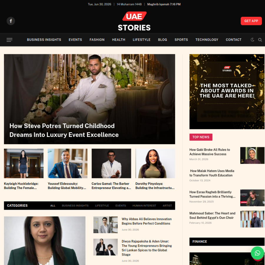 uaestories.com homepage screenshot