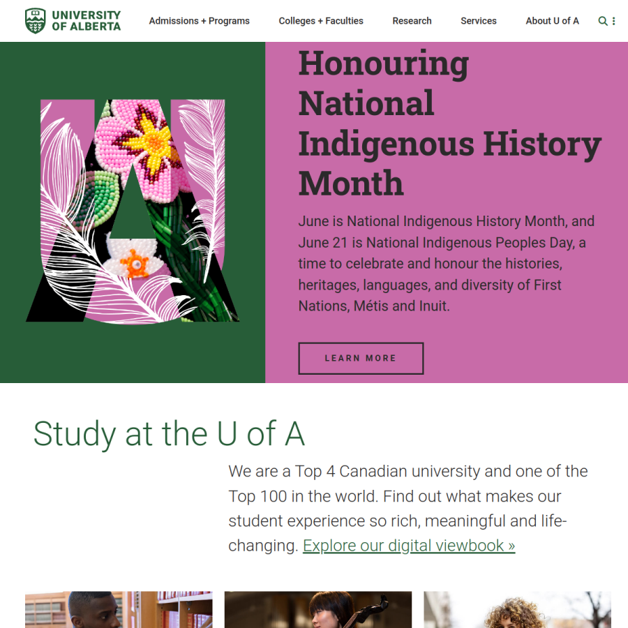 ualberta.ca homepage screenshot