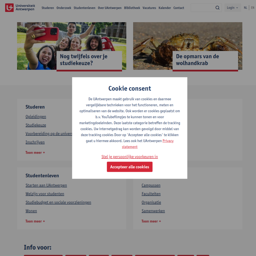 uantwerpen.be homepage screenshot