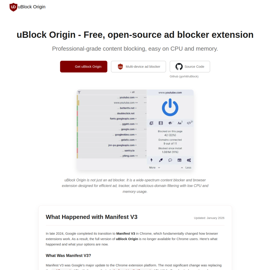 ublockorigin.com homepage screenshot