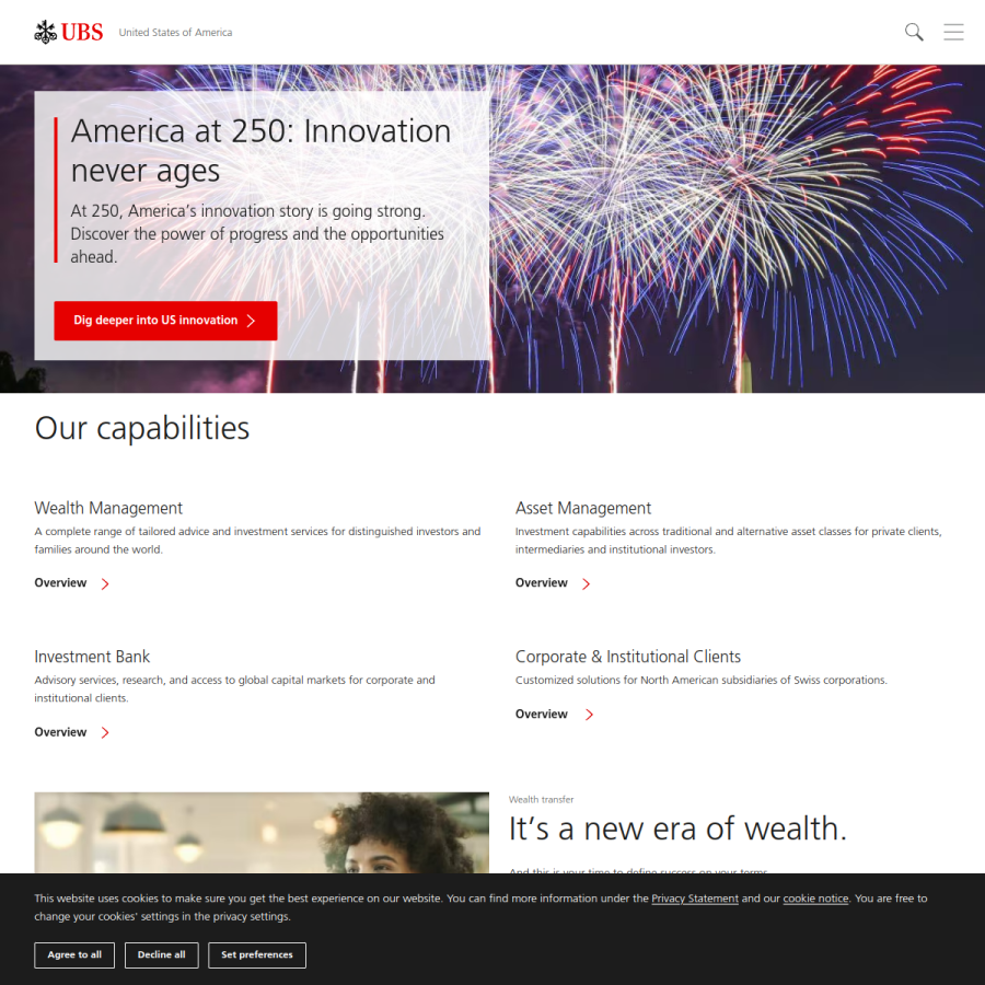 ubs.com homepage screenshot