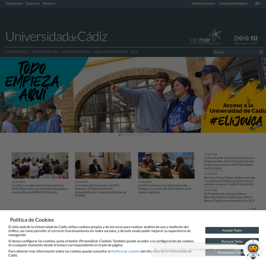 uca.es homepage screenshot