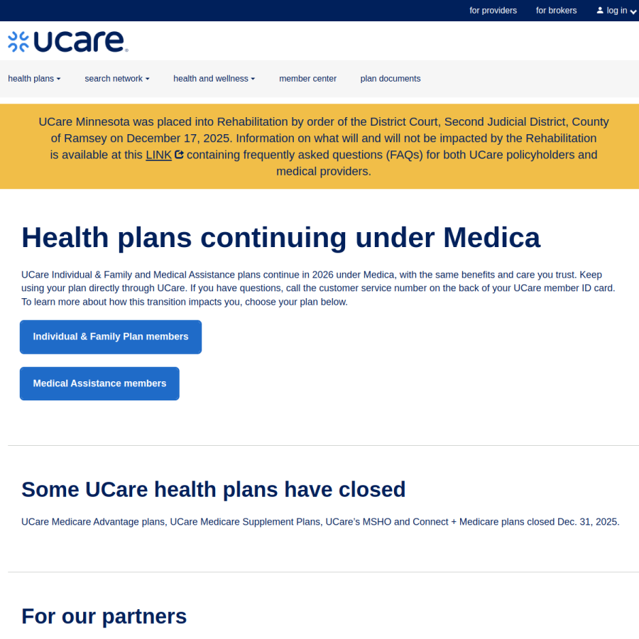 ucare.org homepage screenshot