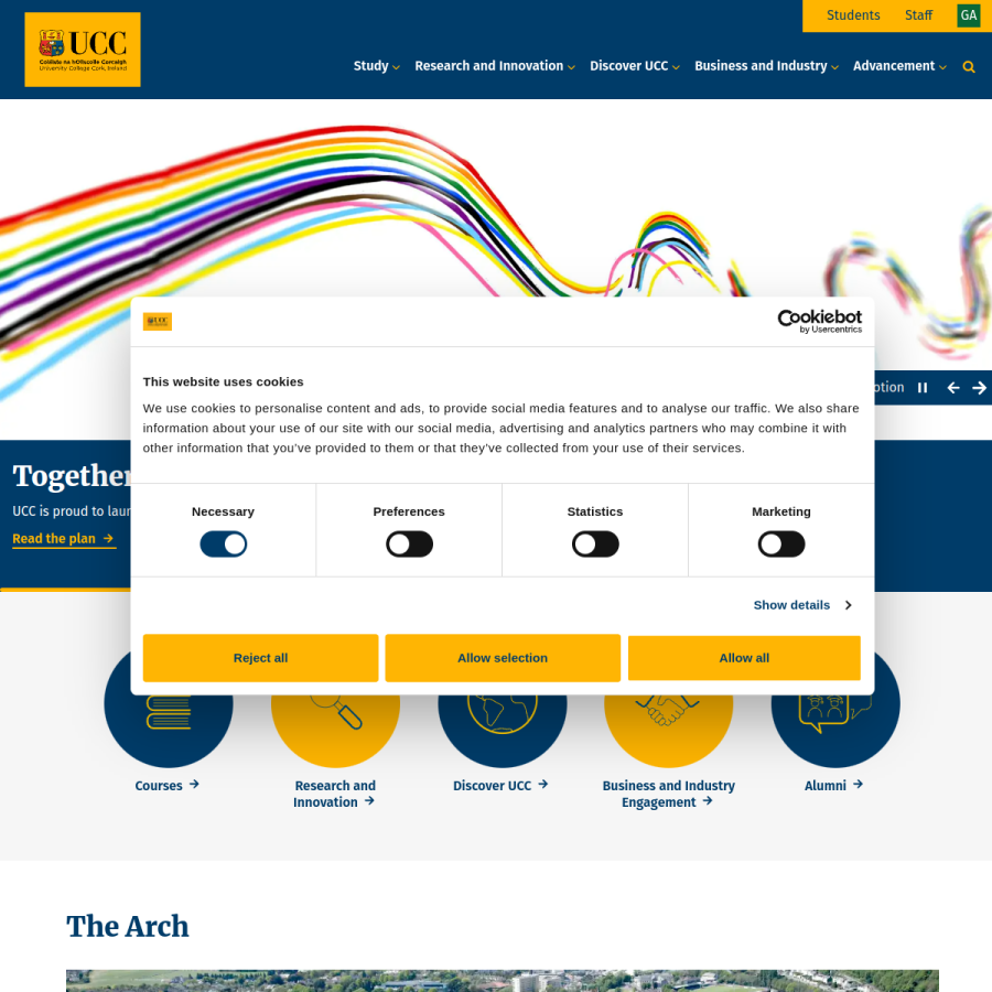 ucc.ie homepage screenshot