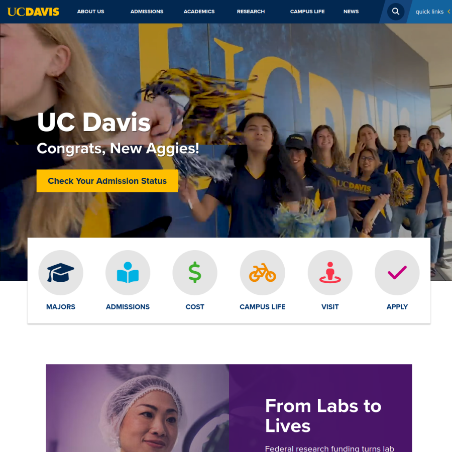 ucdavis.edu homepage screenshot