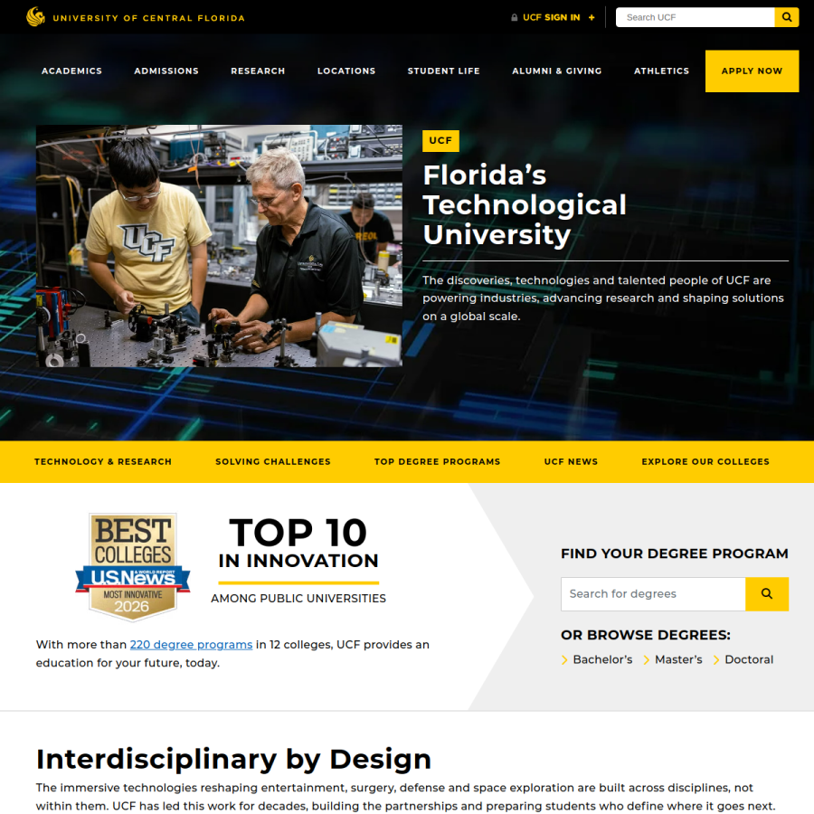 ucf.edu homepage screenshot