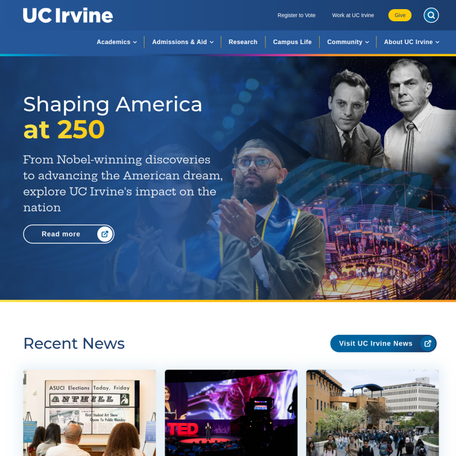 uci.edu homepage screenshot