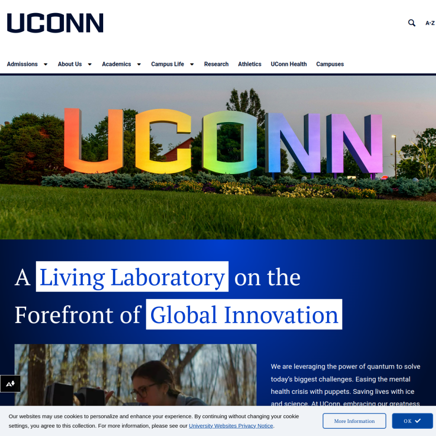 uconn.edu homepage screenshot