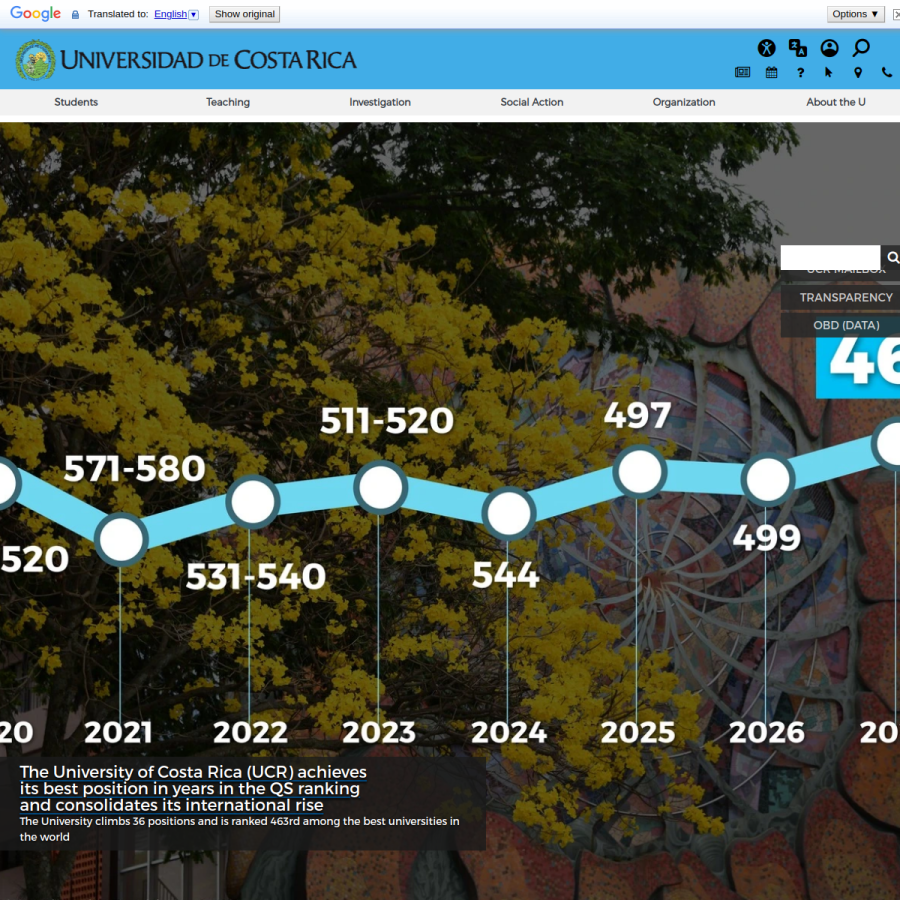 ucr.ac.cr homepage screenshot