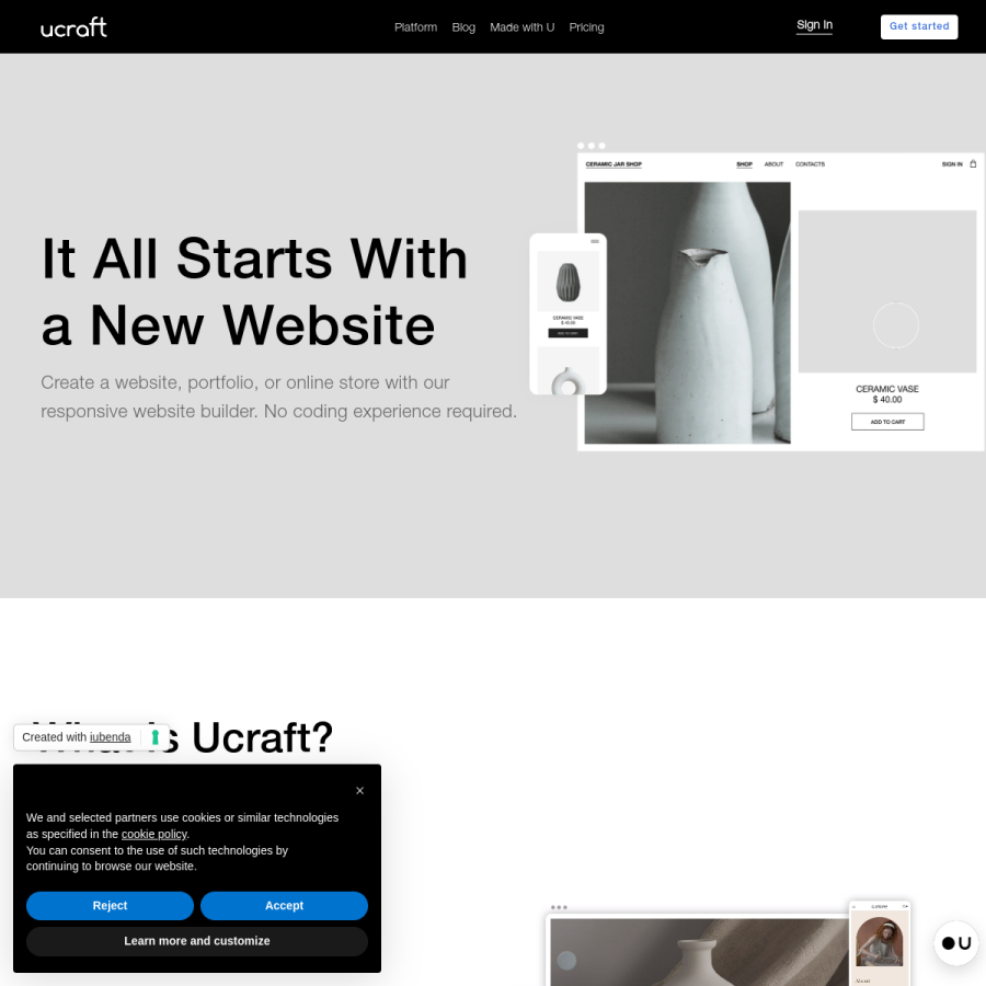 ucraft.com homepage screenshot