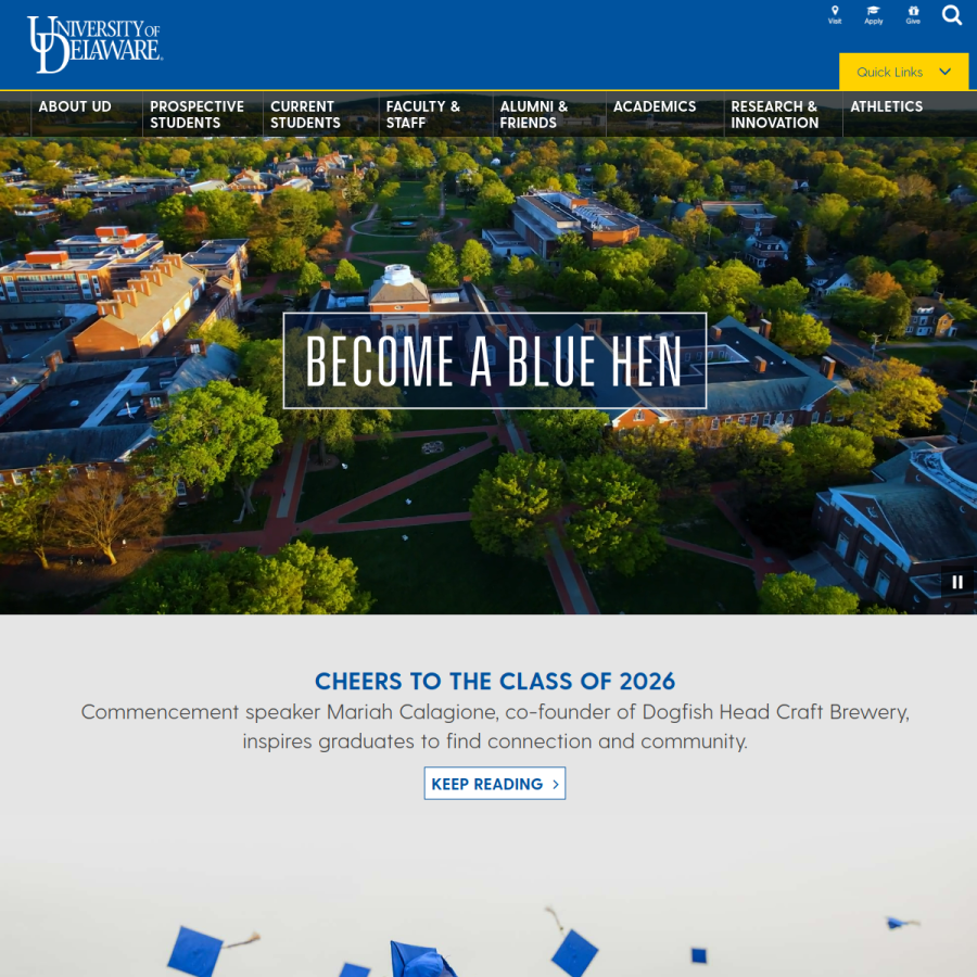 udel.edu homepage screenshot