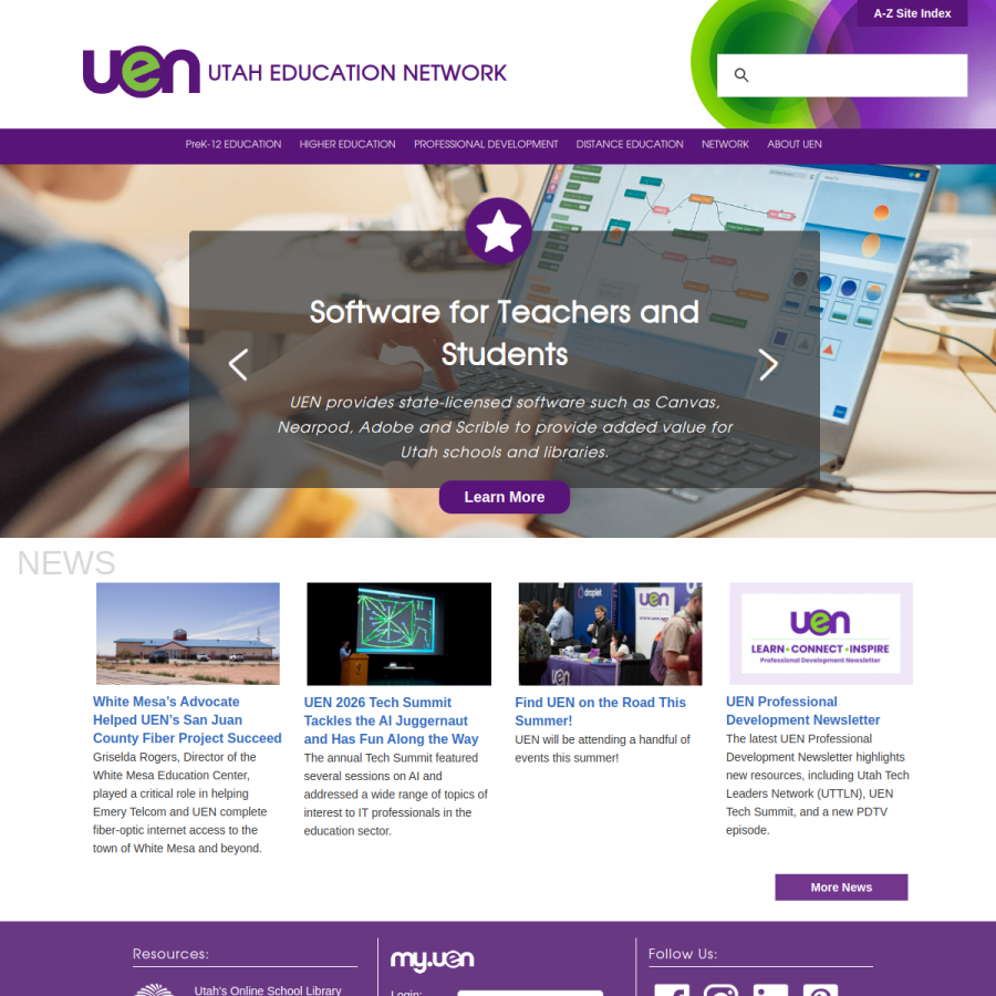 uen.org homepage screenshot