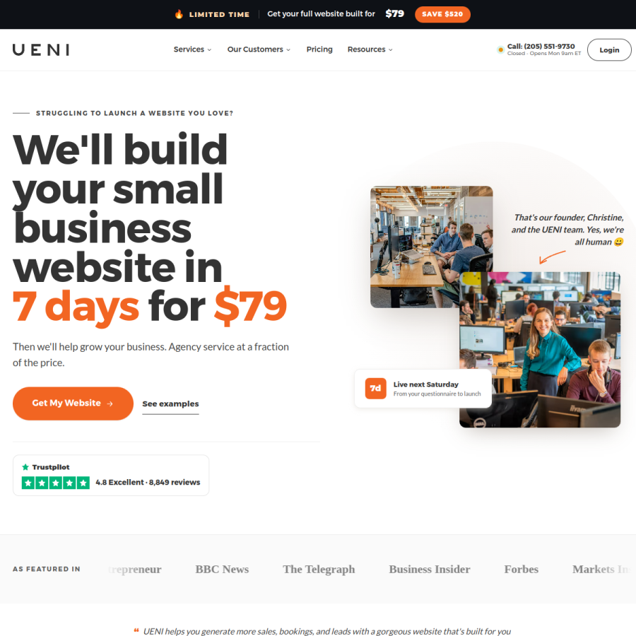 ueni.com homepage screenshot