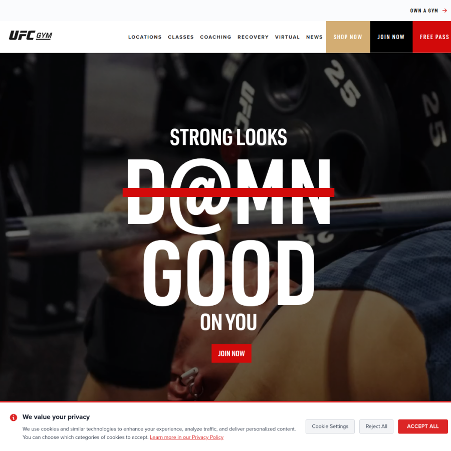 ufcgym.com homepage screenshot