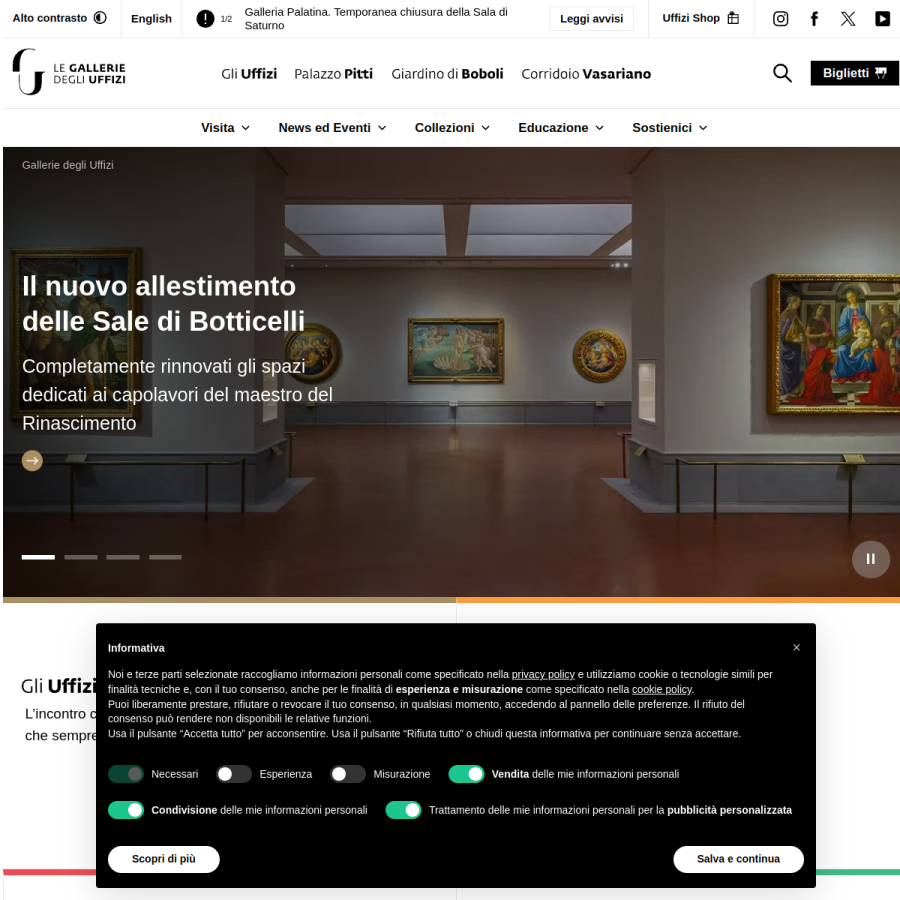 uffizi.it homepage screenshot