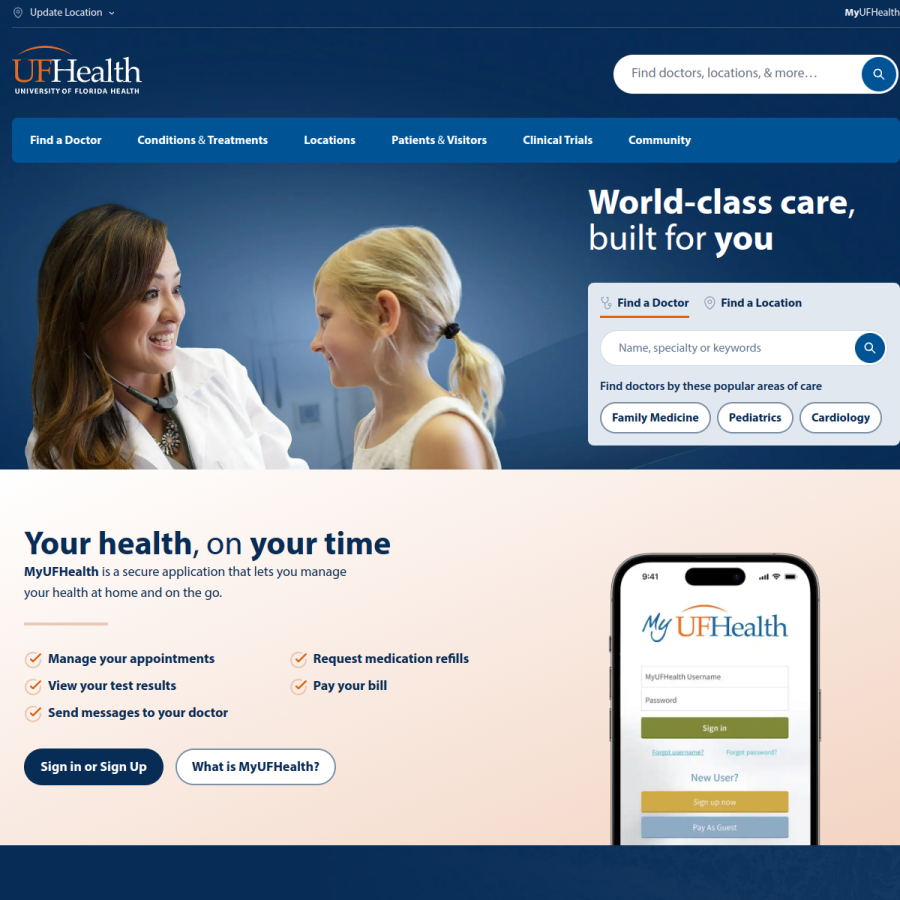 ufhealth.org homepage screenshot
