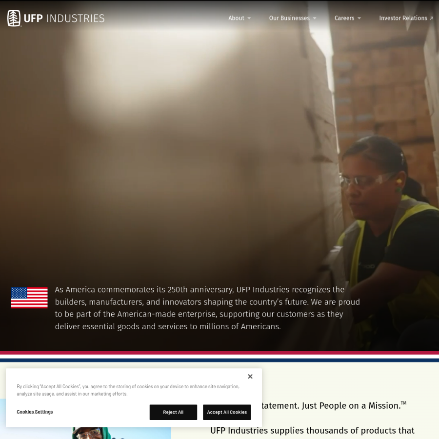 ufpi.com homepage screenshot