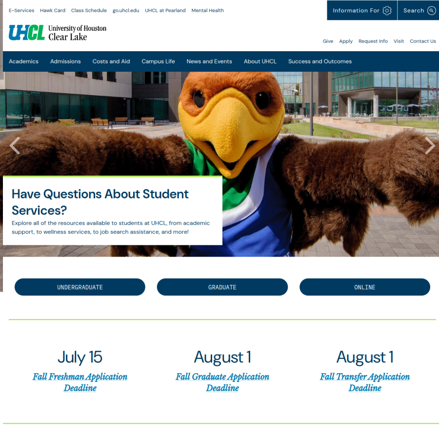 uhcl.edu homepage screenshot