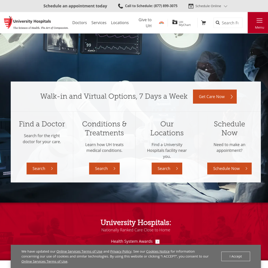 uhhospitals.org homepage screenshot