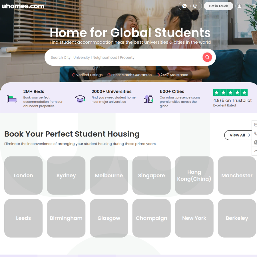 uhomes.com homepage screenshot