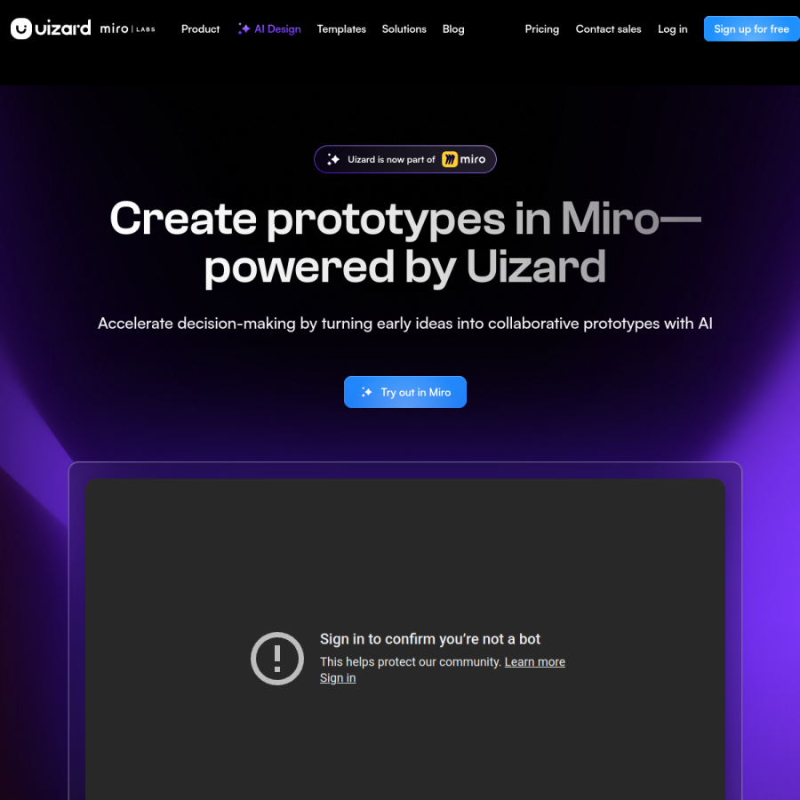 uizard.io homepage screenshot