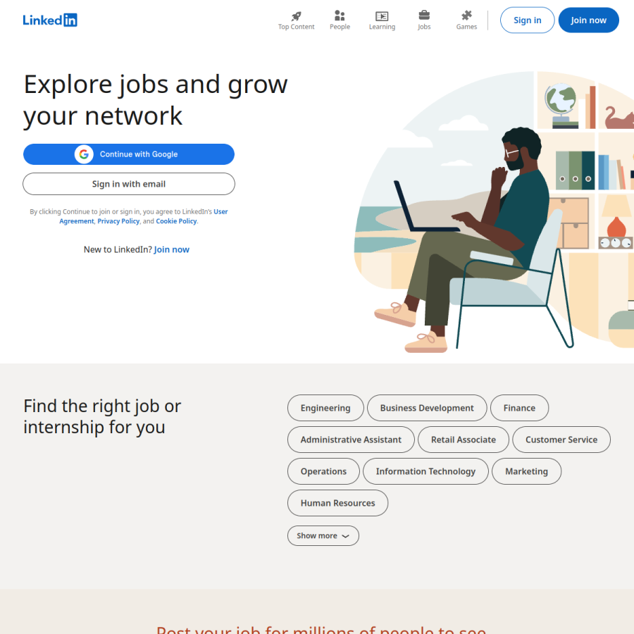 uk.linkedin.com homepage screenshot