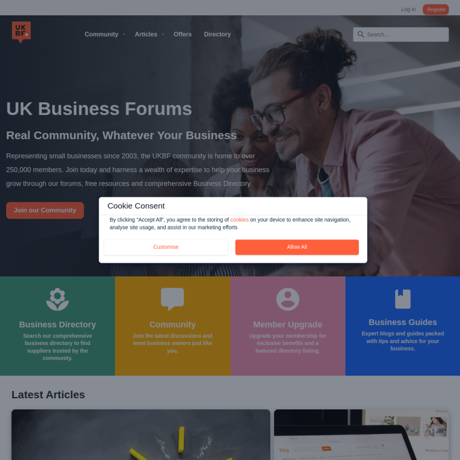 ukbusinessforums.co.uk homepage screenshot