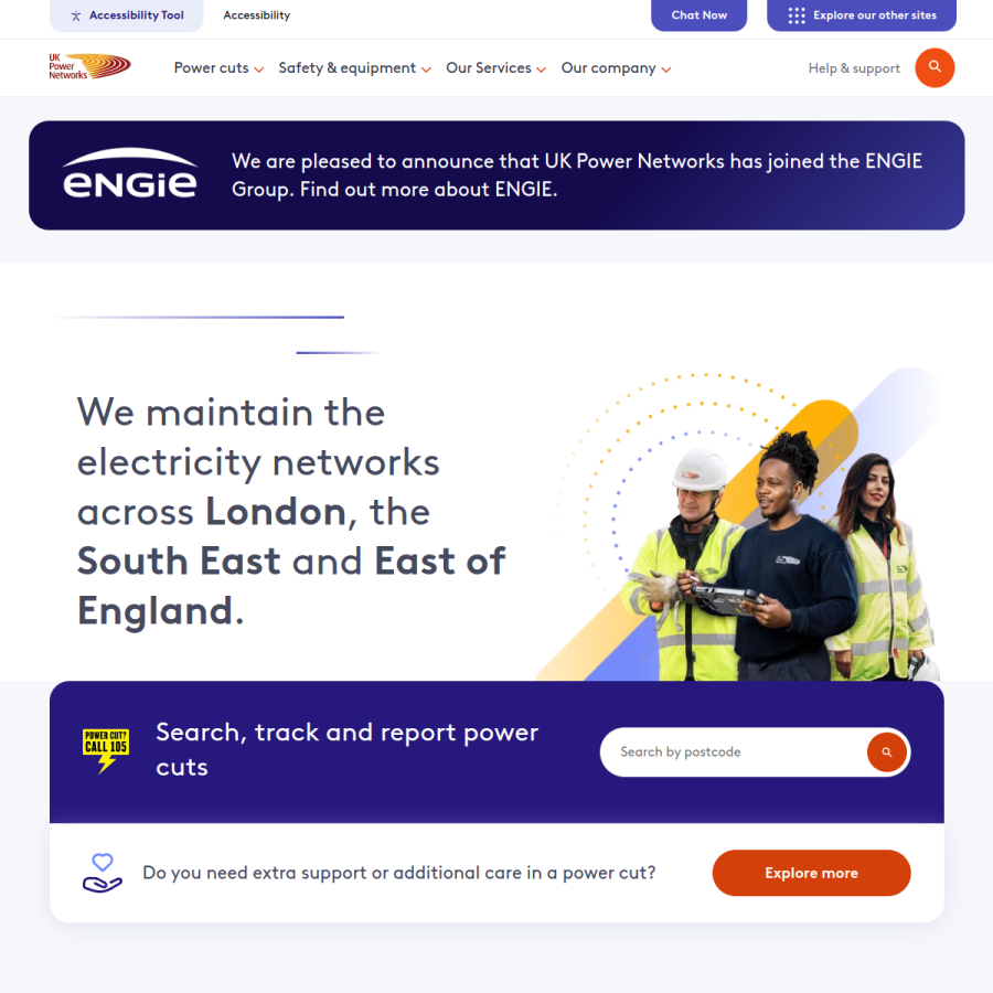 ukpowernetworks.co.uk homepage screenshot