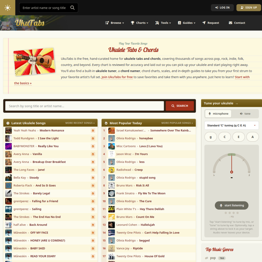 ukutabs.com homepage screenshot