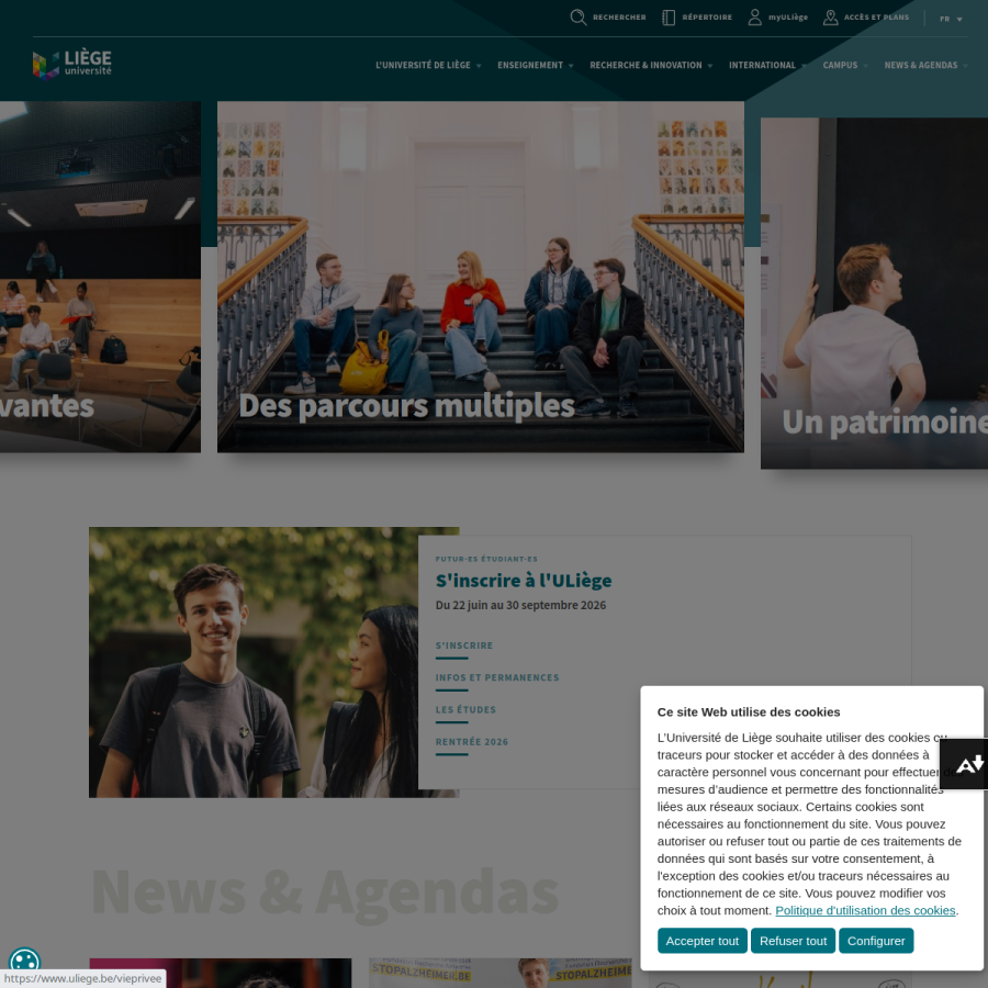 uliege.be homepage screenshot
