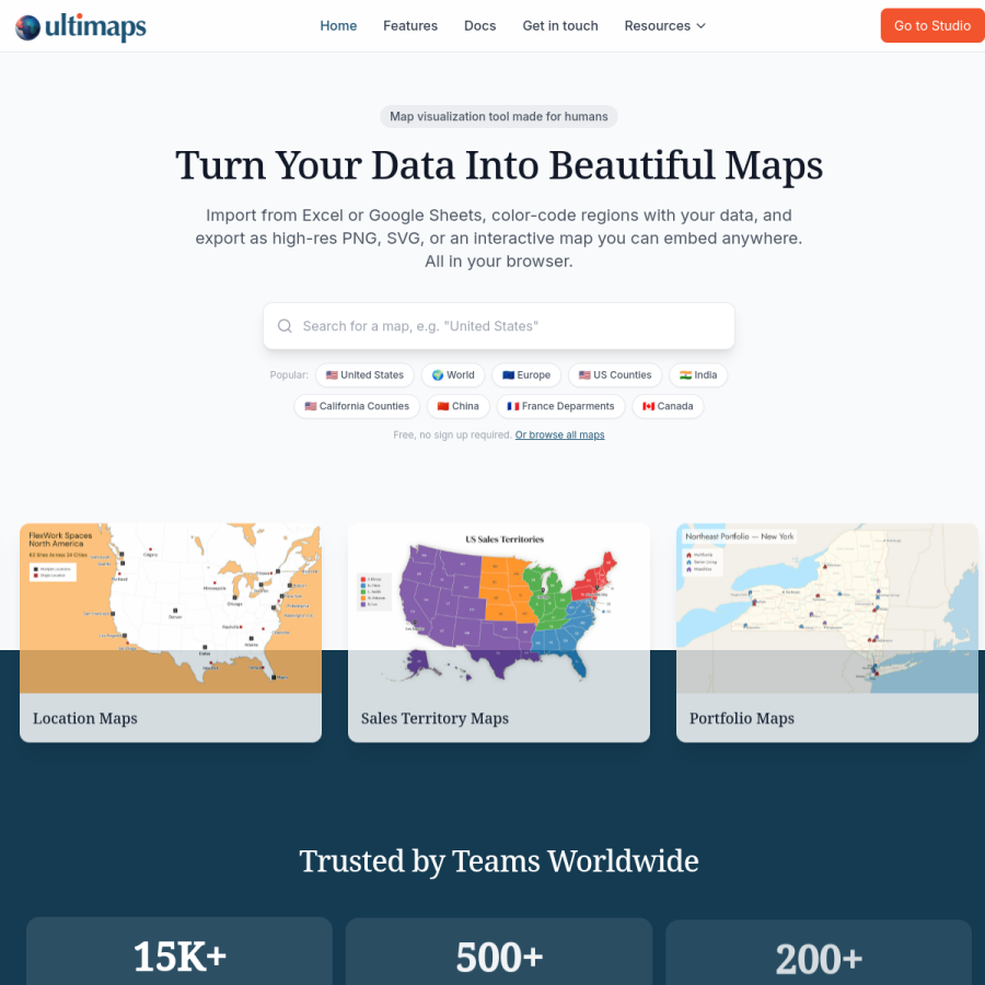 ultimaps.com homepage screenshot